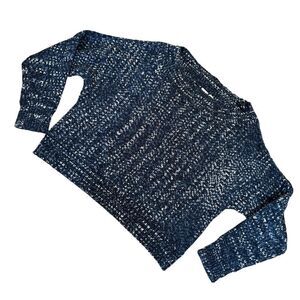 NWOT GAP Heather Blue High Neck Wide Fit Short Long Sleeve Pullover Sweater L